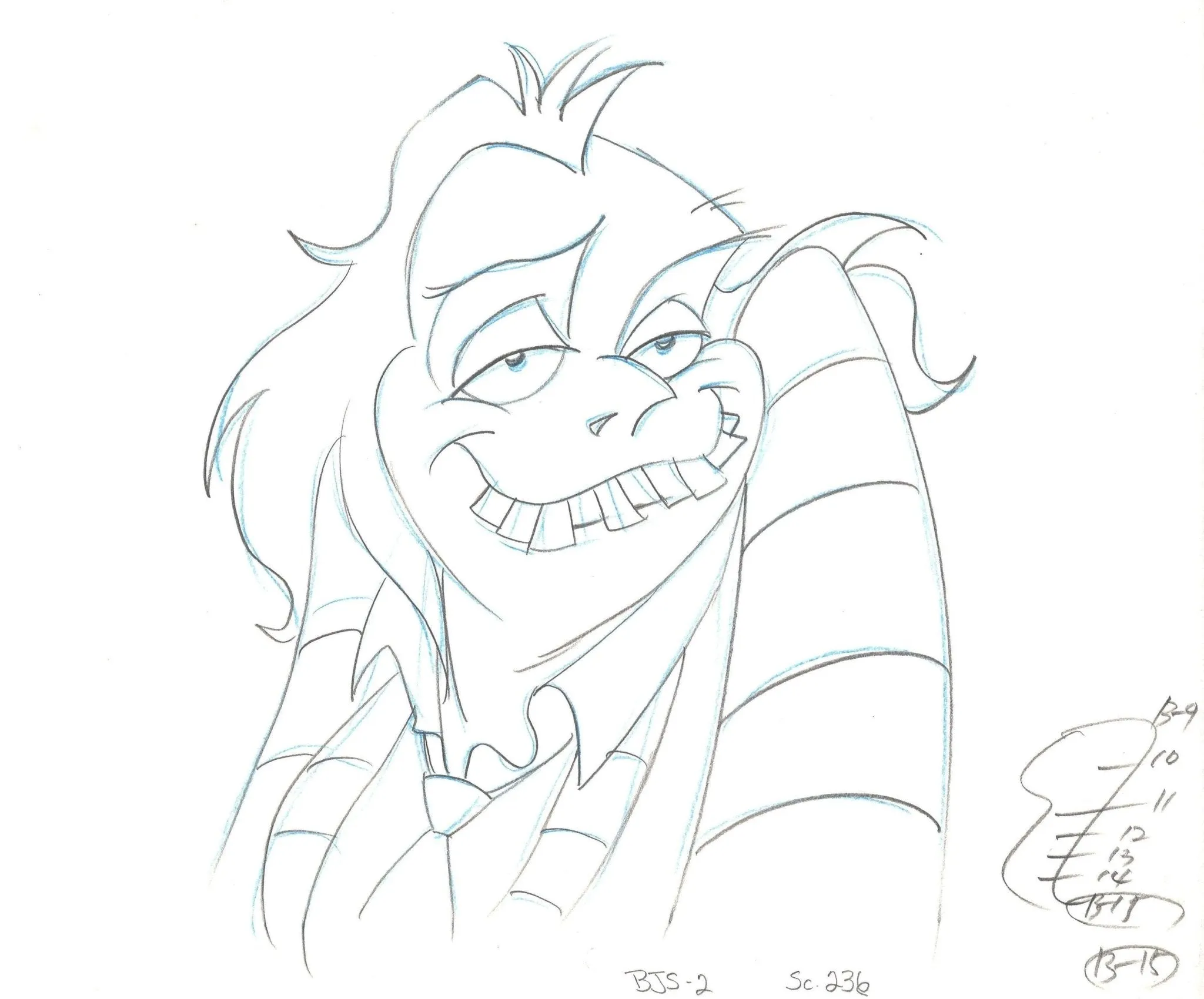 Beetlejuice The Animated Series Original Production Key Setup with Matching Drawing: Beetlejuice
