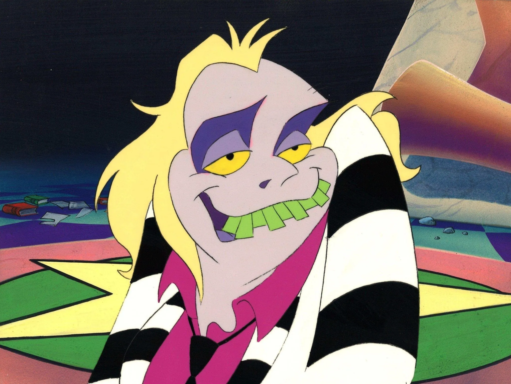 Beetlejuice The Animated Series Original Production Key Setup with Matching Drawing: Beetlejuice