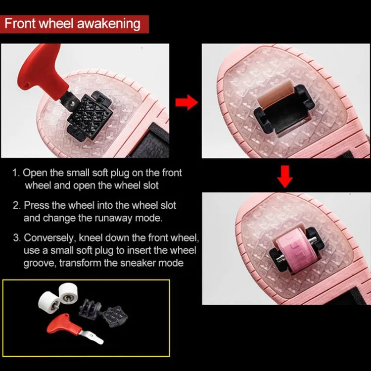 CD03 LED Double Wheel Wing Roller Skating Shoes, Size : 37(Pink)