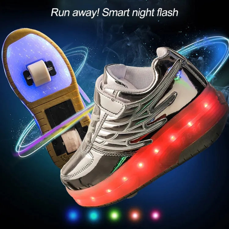 CD03 LED Double Wheel Wing Roller Skating Shoes, Size : 37(Pink)