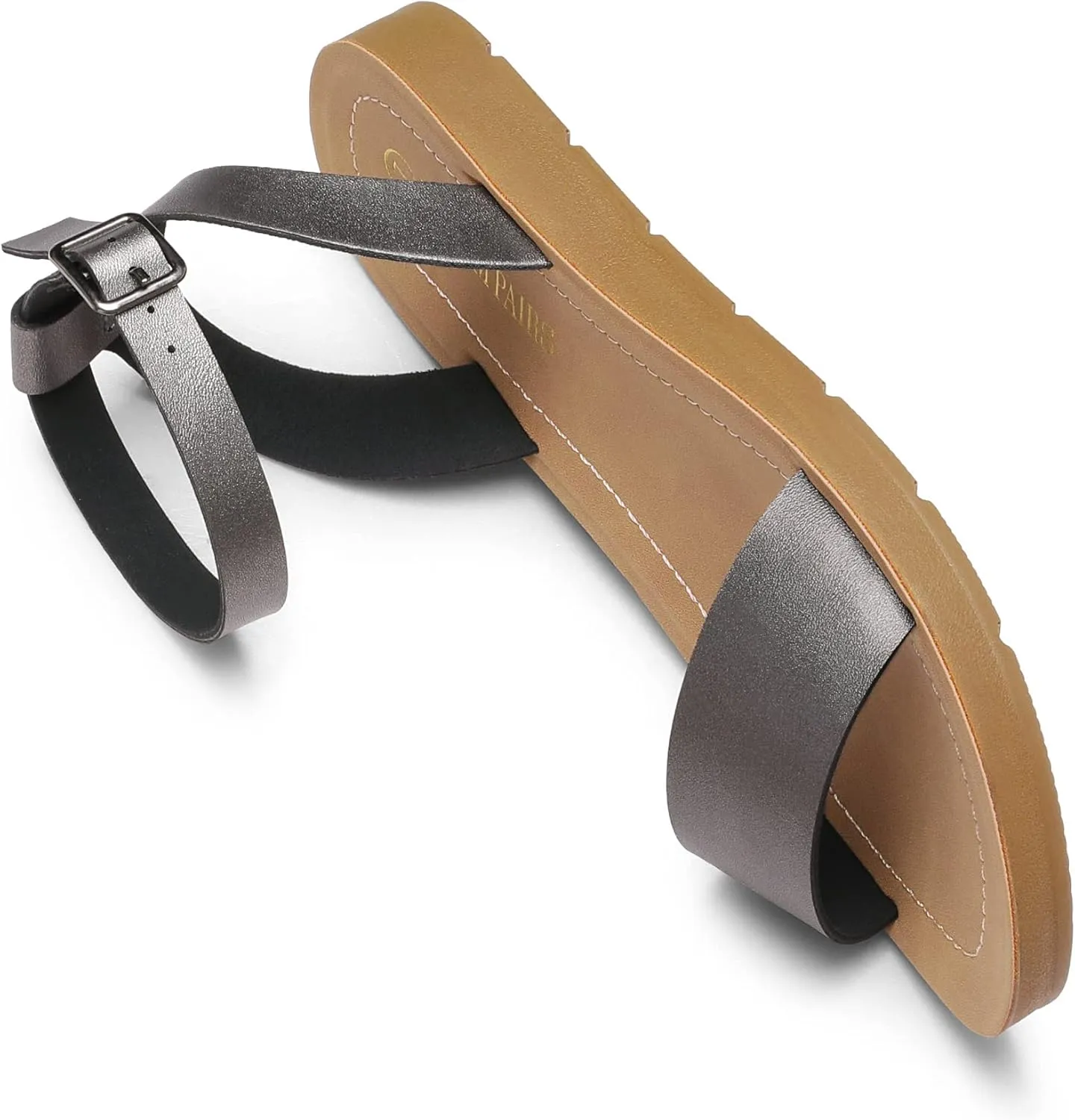 DREAM PAIRS Womens One Band Ankle Strap Buckle Flat Sandals