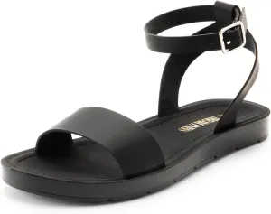 DREAM PAIRS Womens One Band Ankle Strap Buckle Flat Sandals
