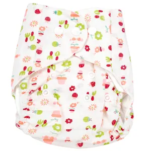 Floral Pink And Green Reusable Diaper