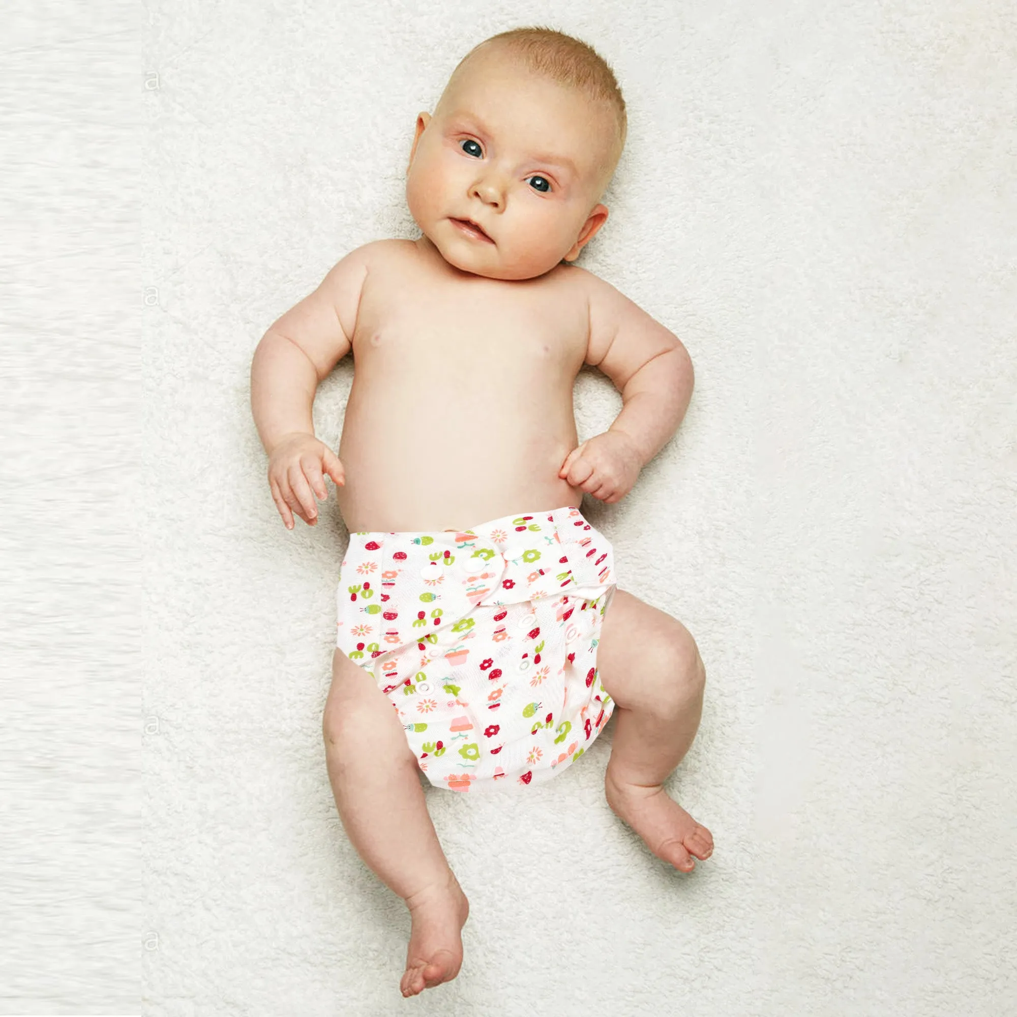 Floral Pink And Green Reusable Diaper