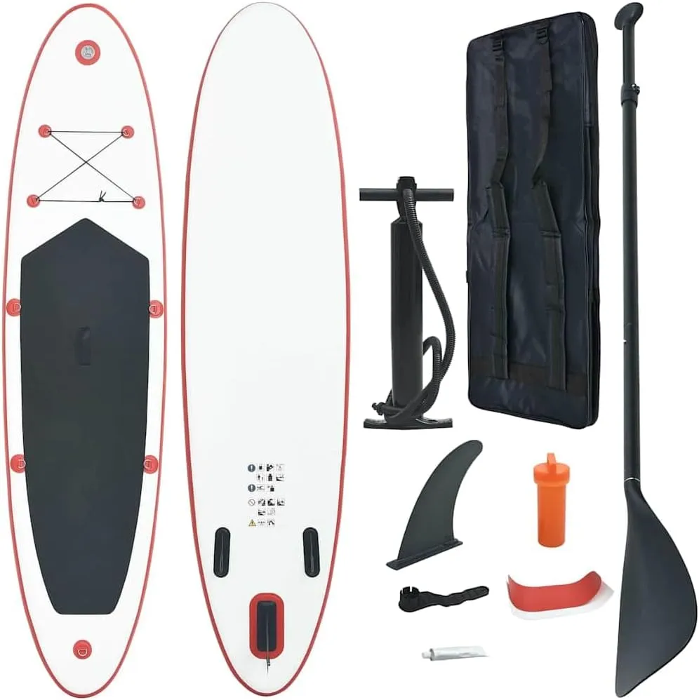 Inflatable Stand Up Paddle Board Set for Fun and Adventure, Lightweight, Comfortable and Durable, Red and White