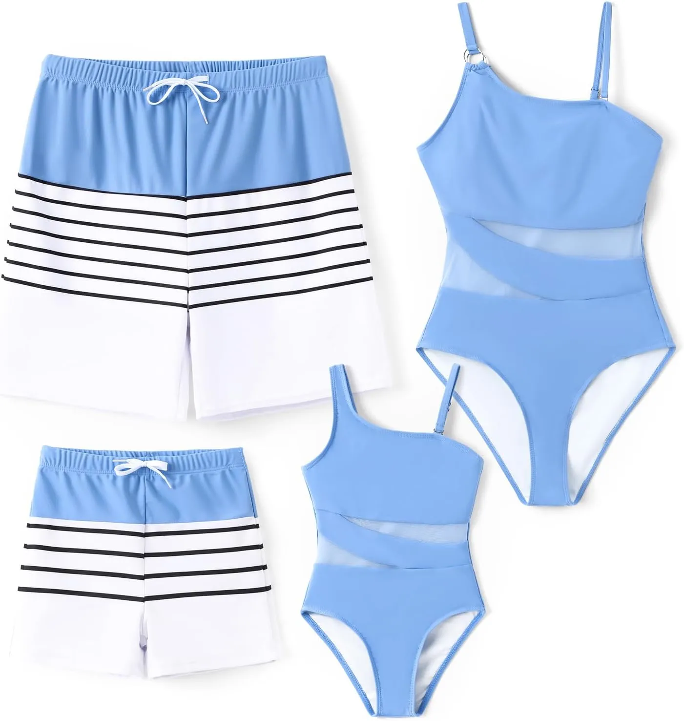 PATPAT Family Matching Summer Swimwear, Women and Girl One-Piece Swimsuit, Men and Boy Swim Trunks
