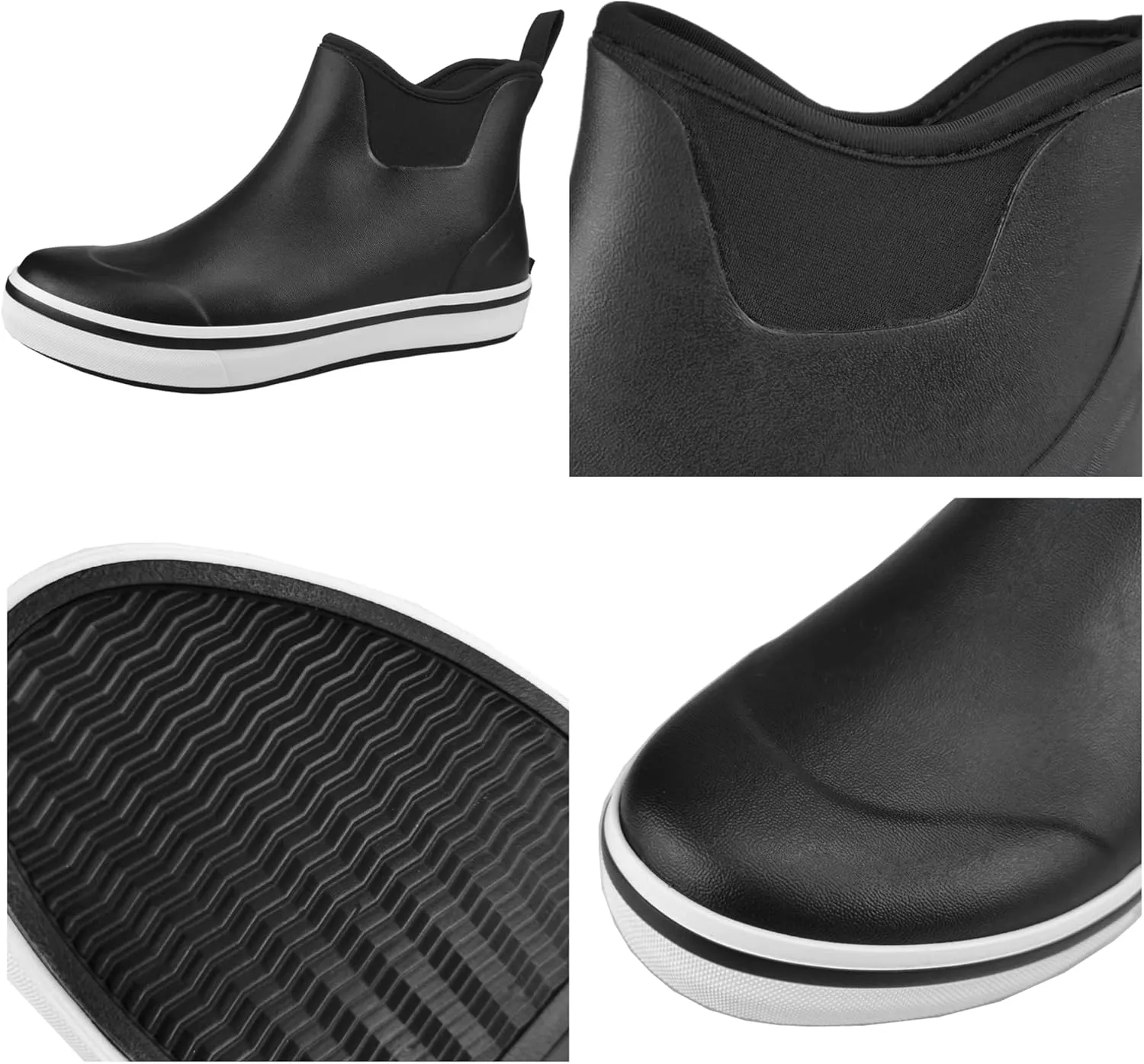SYLPHID Ankle Deck Boots for Men Waterproof Rain Shoes Neoprene Rubber Footwear for Gardening Fishing Hunting and Camping