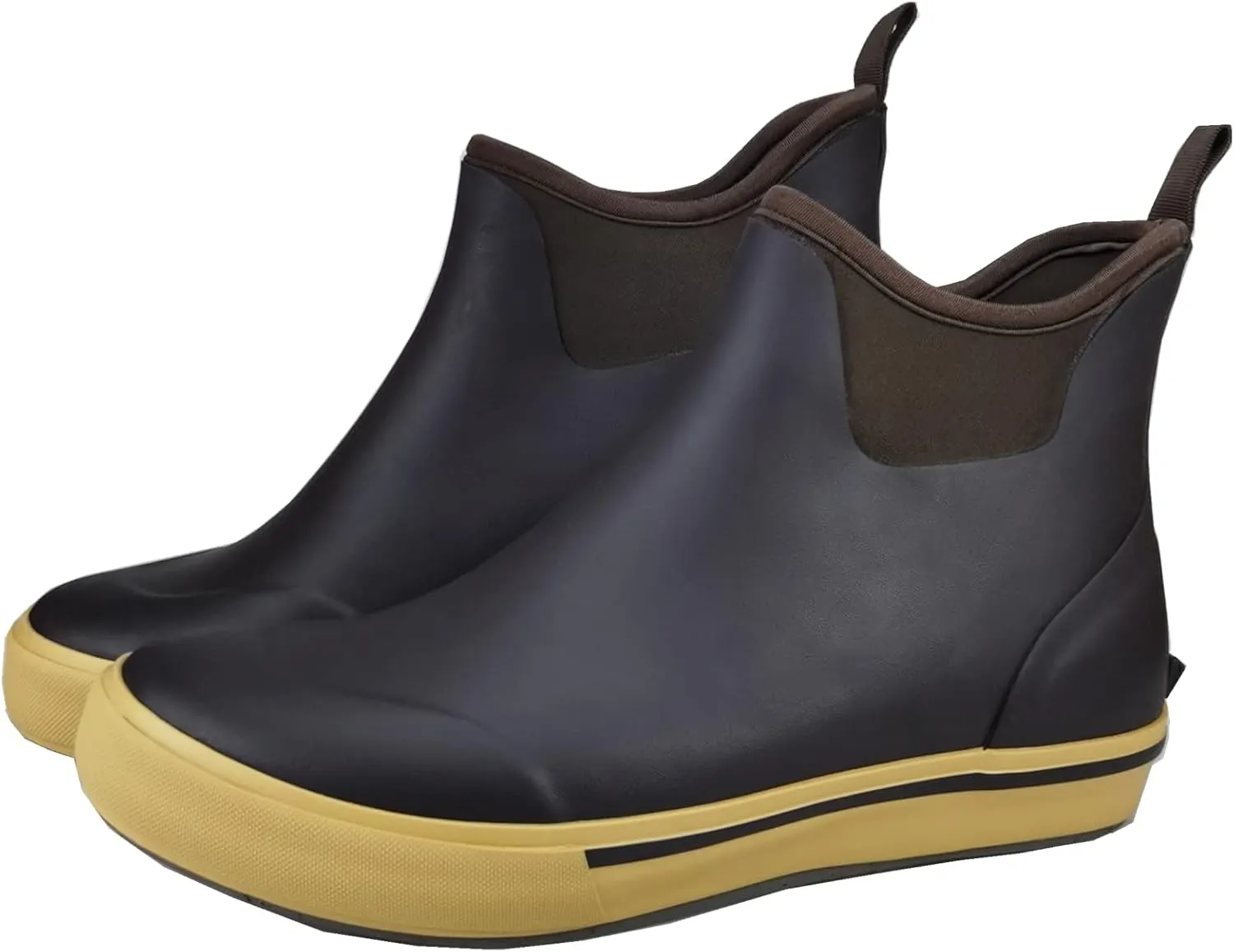 SYLPHID Ankle Deck Boots for Men Waterproof Rain Shoes Neoprene Rubber Footwear for Gardening Fishing Hunting and Camping