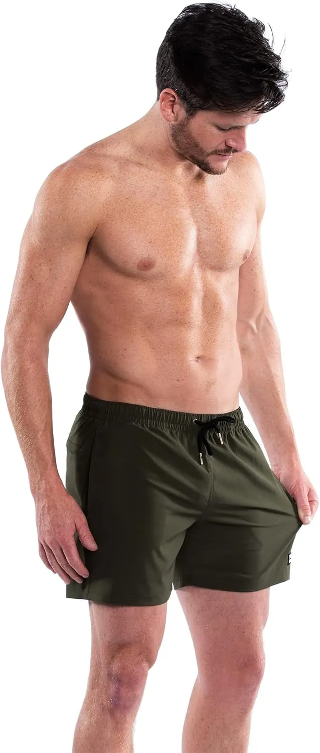Third Wave Premium Swim Trunks - Men's 5 Inch Inseam Quick Dry Swim Shorts for Beach and Swimming
