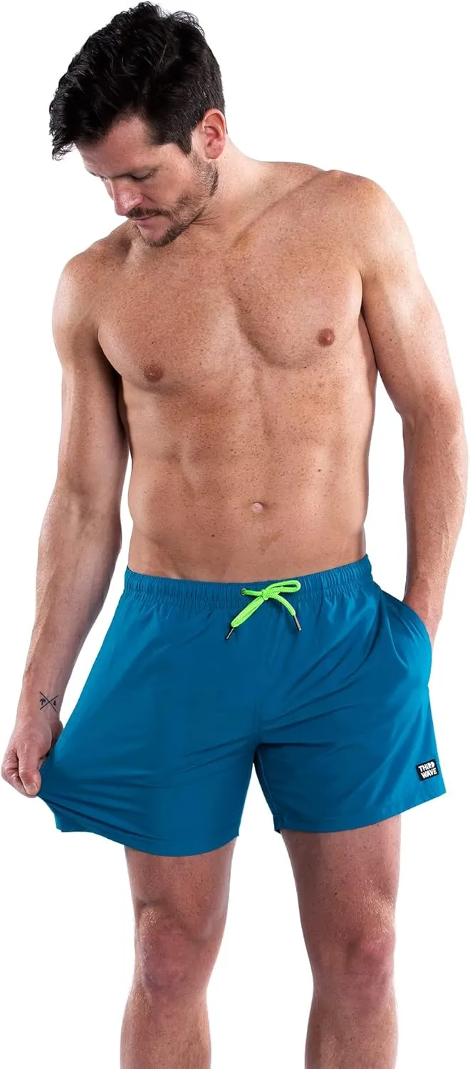 Third Wave Premium Swim Trunks - Men's 5 Inch Inseam Quick Dry Swim Shorts for Beach and Swimming