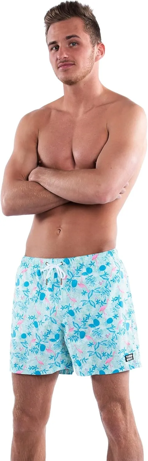 Third Wave Premium Swim Trunks - Men's 5 Inch Inseam Quick Dry Swim Shorts for Beach and Swimming