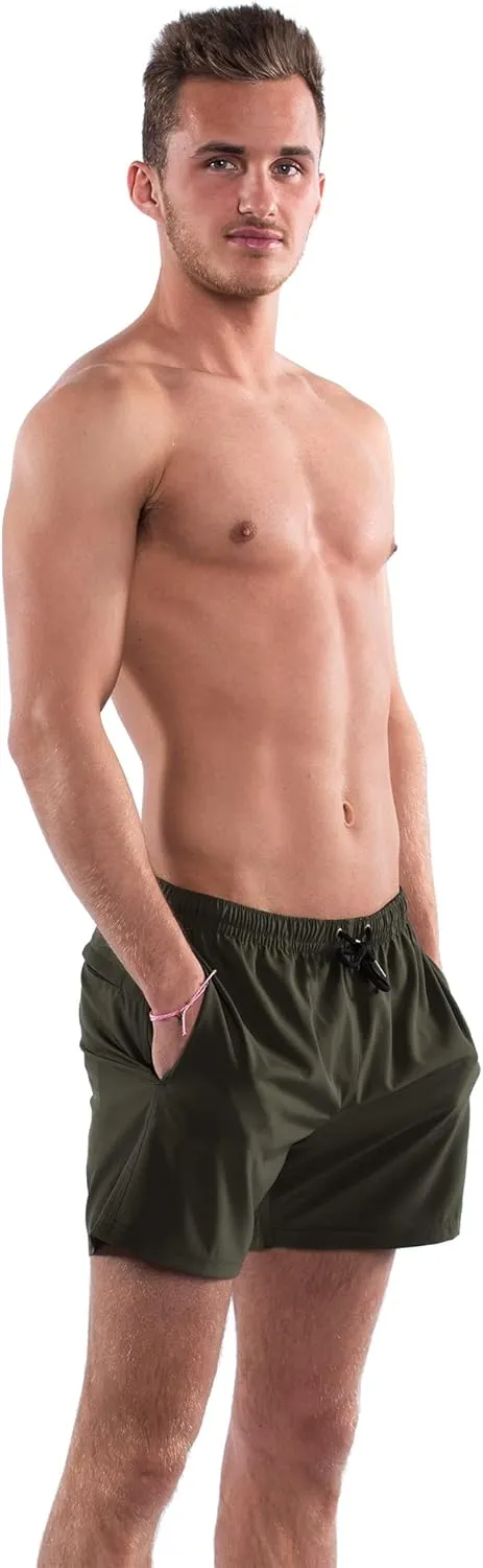 Third Wave Premium Swim Trunks - Men's 5 Inch Inseam Quick Dry Swim Shorts for Beach and Swimming
