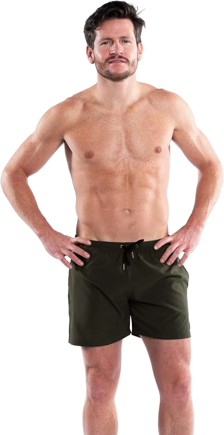 Third Wave Premium Swim Trunks - Men's 5 Inch Inseam Quick Dry Swim Shorts for Beach and Swimming