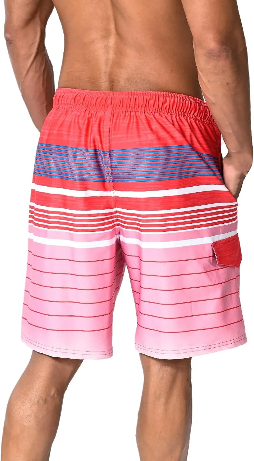 US Apparel Mens Swim Trunks with Pockets Swim Shorts Quick Dry 4-Way Stretch Material Mesh Lining Beach Swimwear
