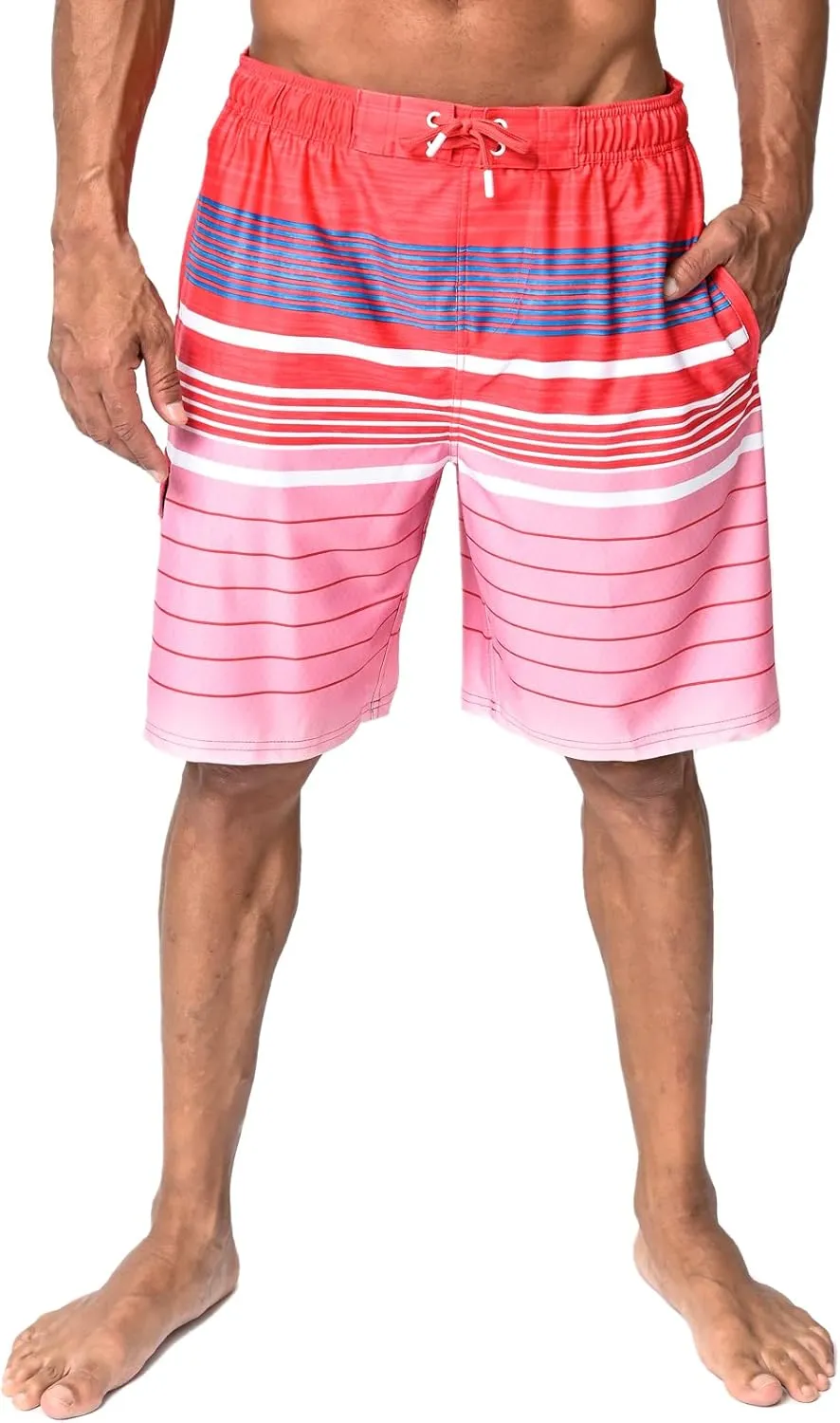 US Apparel Mens Swim Trunks with Pockets Swim Shorts Quick Dry 4-Way Stretch Material Mesh Lining Beach Swimwear