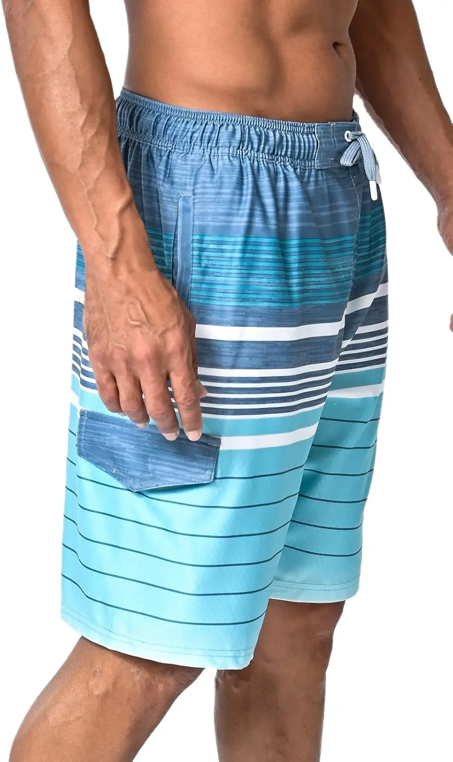 US Apparel Mens Swim Trunks with Pockets Swim Shorts Quick Dry 4-Way Stretch Material Mesh Lining Beach Swimwear