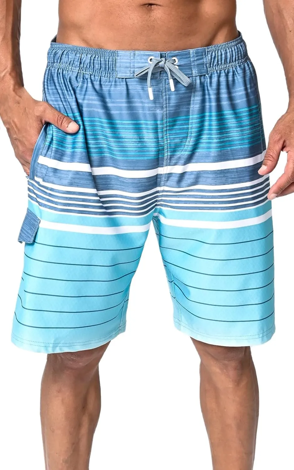US Apparel Mens Swim Trunks with Pockets Swim Shorts Quick Dry 4-Way Stretch Material Mesh Lining Beach Swimwear