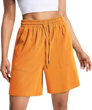 Womens Cotton Sweat Shorts Casual Summer Short Loose Drawstring Lounge Running Athletic Shorts with Pockets