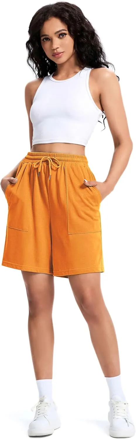 Womens Cotton Sweat Shorts Casual Summer Short Loose Drawstring Lounge Running Athletic Shorts with Pockets
