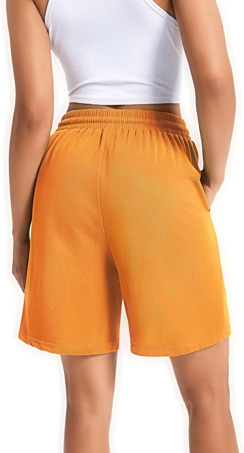 Womens Cotton Sweat Shorts Casual Summer Short Loose Drawstring Lounge Running Athletic Shorts with Pockets