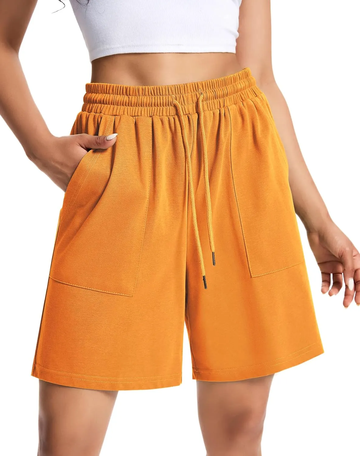 Womens Cotton Sweat Shorts Casual Summer Short Loose Drawstring Lounge Running Athletic Shorts with Pockets